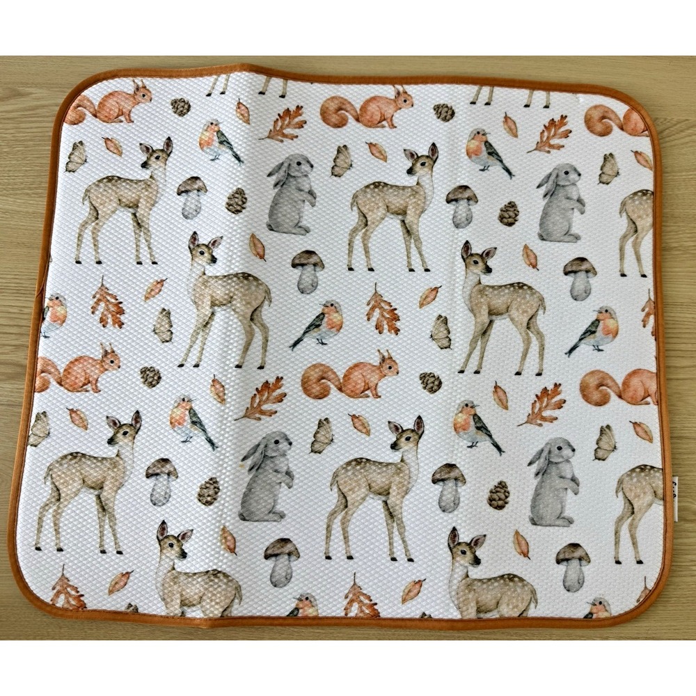 Mint & Ivy Woodland Dish Drying Mat Deer Rabbit Squirrel Fall Kitchen